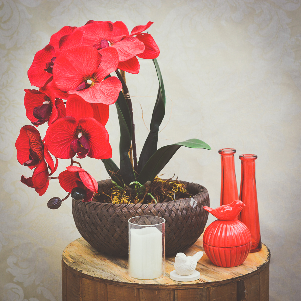 Arranjo-Orquídea-Artificial-Vermelha-Formosinha Decorações – Sua casa mais  Formosinha